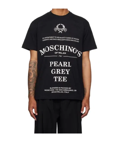 Moschino Printed Organic Cotton Jersey T-shirt In Black