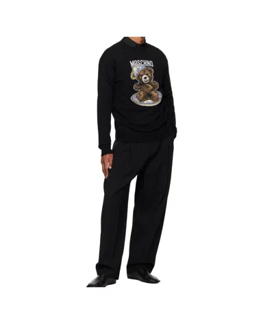 Moschino Bear Embroidered Crewneck Sweater