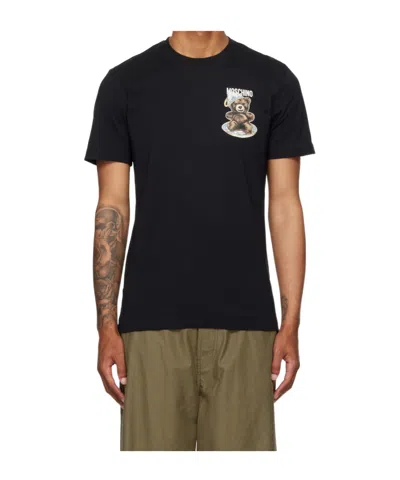 Moschino Black Cotton T-shirt With Bear Print