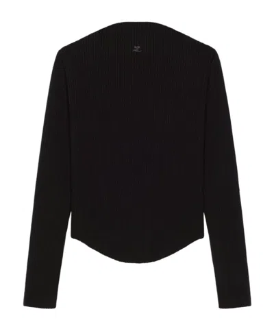 Courrèges Slash-neck Sweater In Black