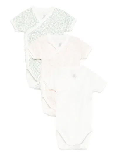 Petit Bateau Printed Cotton Bodies (pack Of Three) In Neutral