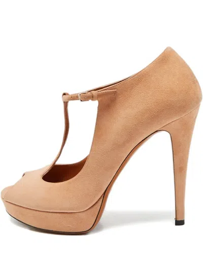 Pre-owned Gucci T-strap Platform Pumps In Pink