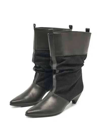 Pre-owned Stella Mccartney Leather-trim Canvas Boots
