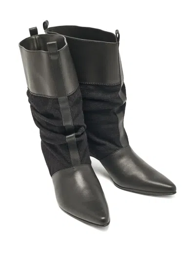 Pre-owned Stella Mccartney Leather-trim Canvas Boots