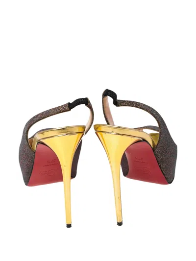 Pre-owned Christian Louboutin Platform Slingback Pumps In Gold