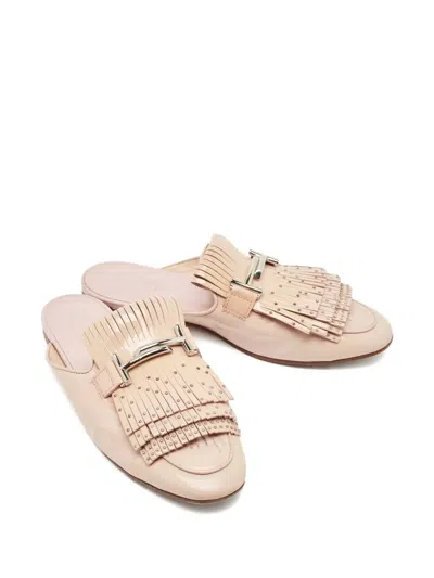 Pre-owned Tod's Vintage Fringed Studded Mules