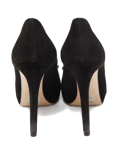 Pre-owned Miu Miu Crystal-embellished Pumps In Black