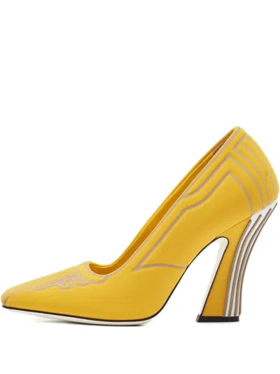 Pre-owned Fendi 2024 F-motif Pumps In Yellow