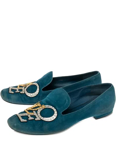 Pre-owned Louis Vuitton Suede Loafers In Blue