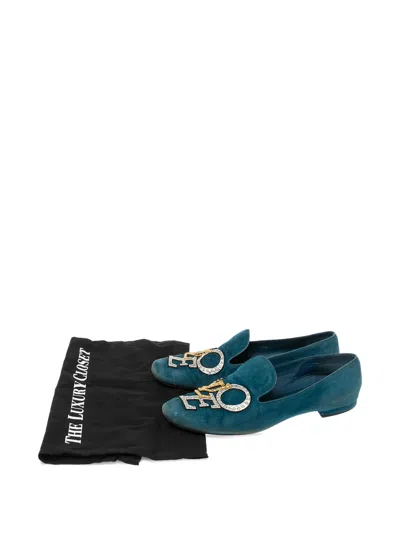 Pre-owned Louis Vuitton Suede Loafers In Blue