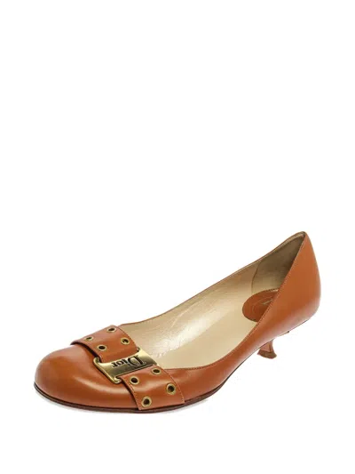 Pre-owned Dior Buckled Grommet Pumps In Brown