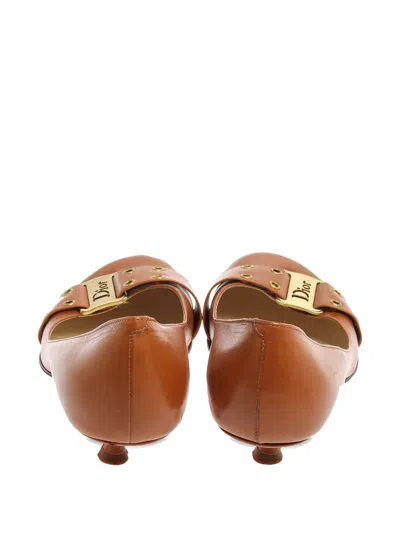 Pre-owned Dior Buckled Grommet Pumps In Brown