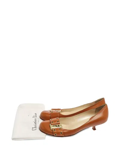 Pre-owned Dior Buckled Grommet Pumps In Brown