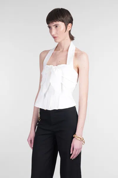 Cult Gaia Liliana Cotton Poplin Halter Top In White