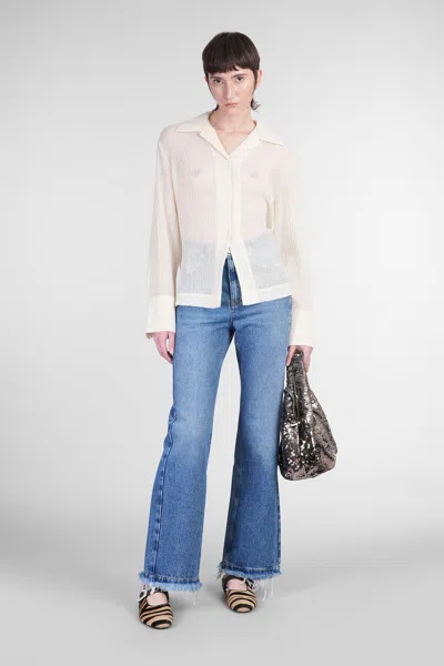 Séfr Willow Shirt Shirt In Beige Polyester In White