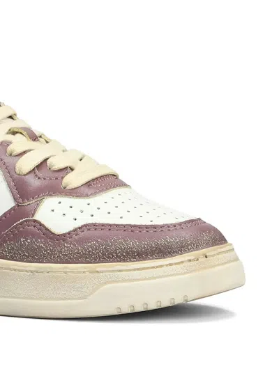 Autry Super Vintage Medalist Low Sneakers In White, Celestial Blue And Taupe Leather