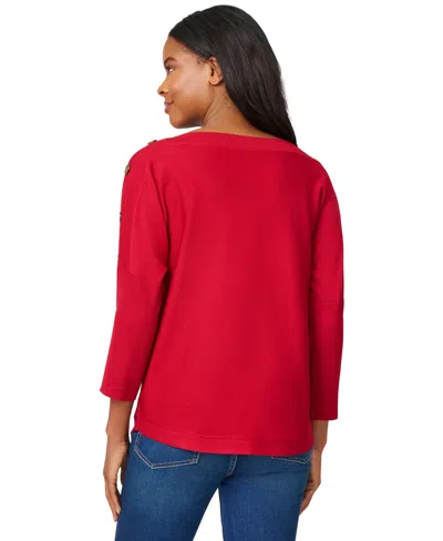 Melissa Paige Petite Button-trim Dolman-sleeve Sweater In Red