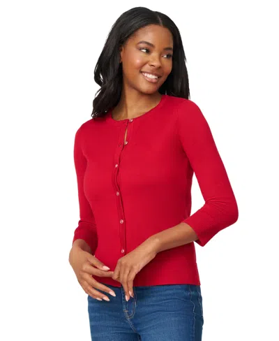 Melissa Paige Women's Petite Novelty Button-front Cardigan Sweater In Red