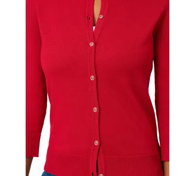 Melissa Paige Women's Petite Novelty Button-front Cardigan Sweater In Red