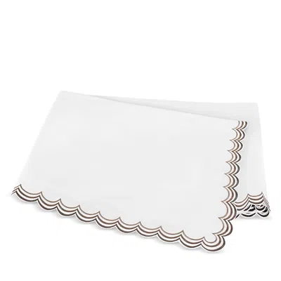 Matouk Stella Scalloped Embroidered Flat Sheet, King In White