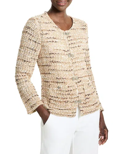 Nic + Zoe Nic+zoe Tonal Mix Open Stitch Cotton Blend Knit Jacket