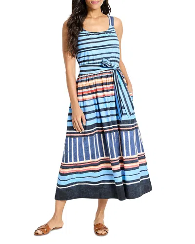 Nic + Zoe Nic+zoe Sophie Painted Peninsula Mixed Stripe Stretch Cotton Midi Dress