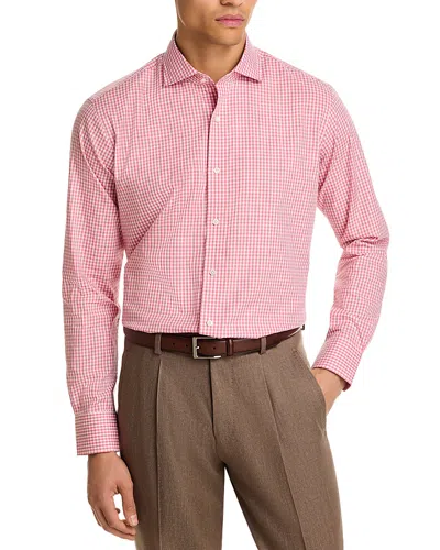 Peter Millar Men's Capri Cotton Mini-plaid Sport Shirt In Pink