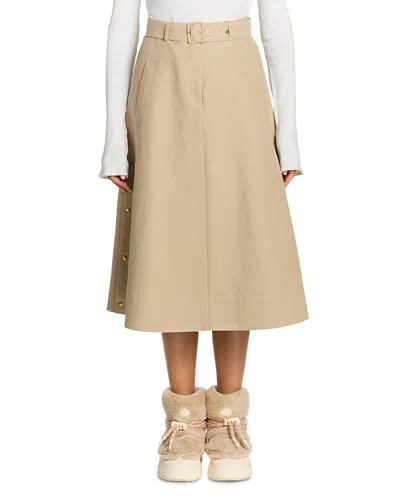 Moncler Belted Cotton Midi Skirt In Multi