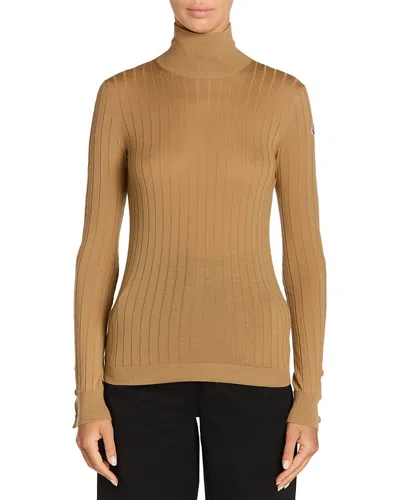 Moncler Wool Blend Turtleneck Sweater In Brown