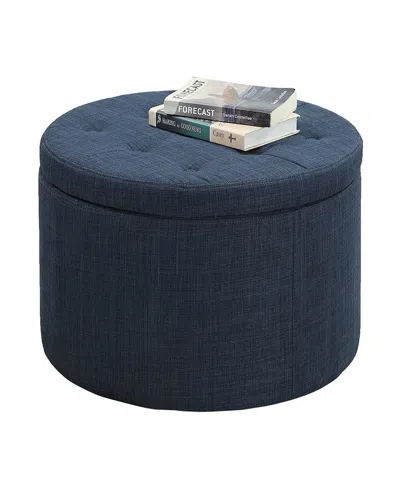 Convenience Concepts 22" Faux Linen Round Shoe Storage Ottoman