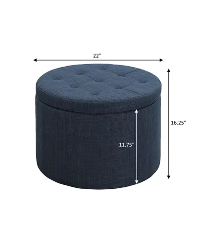 Convenience Concepts 22" Faux Linen Round Shoe Storage Ottoman