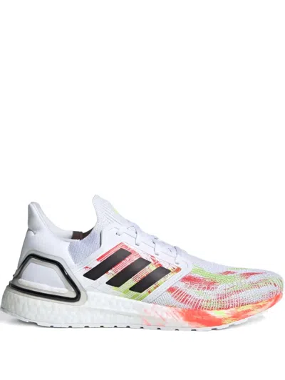 Adidas Originals Ultraboost 20 "cloud Wwhite/core Black/signal Green" Sneakers In White