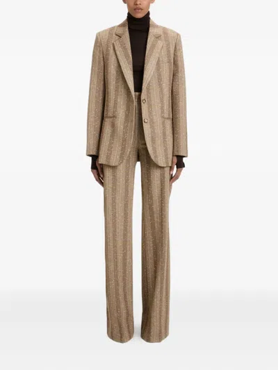 Victoria Beckham Checked Tailored Jacket In Brown