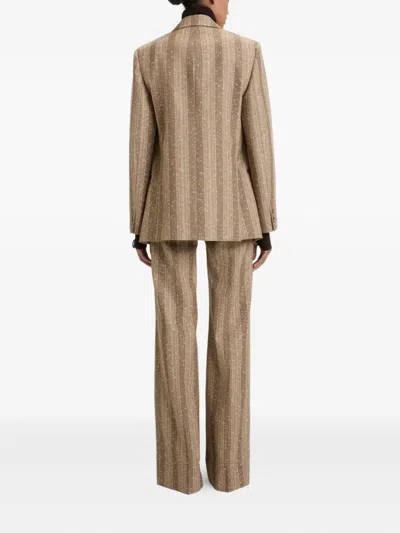 Victoria Beckham Checked Tailored Jacket In Brown