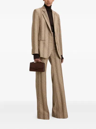 Victoria Beckham Checked Tailored Jacket In Brown