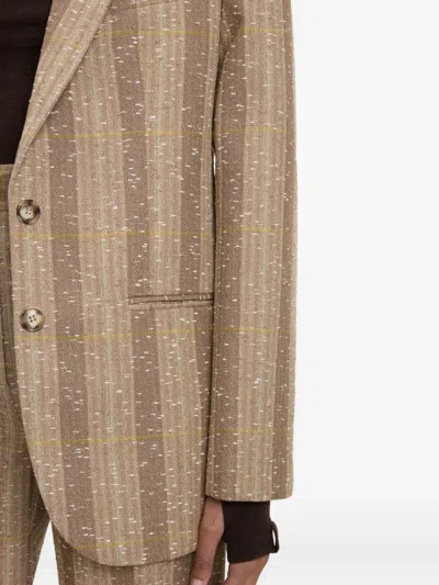 Victoria Beckham Checked Tailored Jacket In Brown