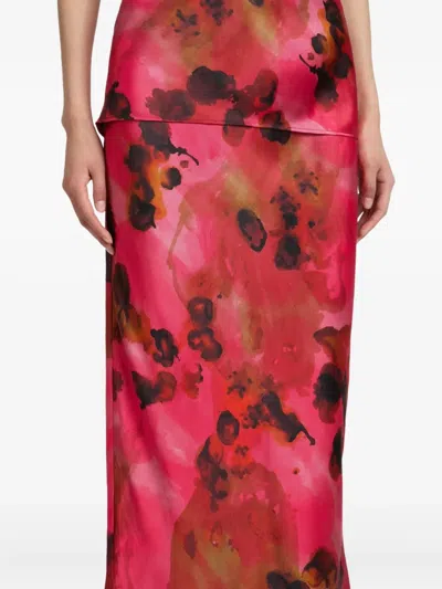 Victoria Beckham Lace Trim Slip Midi Skirt In Red