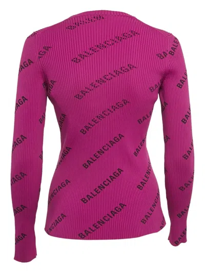 Pre-owned Balenciaga Rib-knit Logo Jumper In Pink