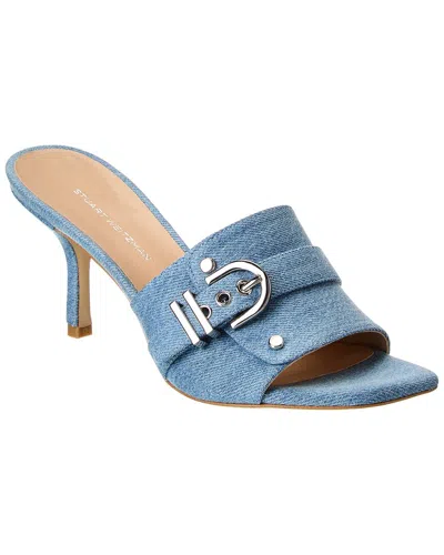 Stuart Weitzman Maverick Slide 75 Denim Sandal In Blue