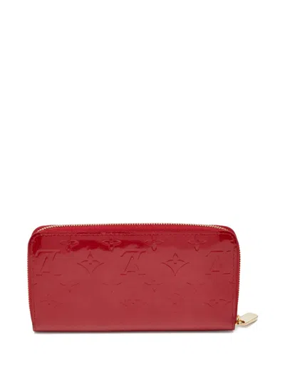 Pre-owned Louis Vuitton Patent Leather Monogram Zippy Wallet In Red