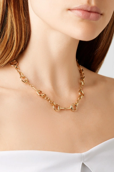 Shop Gucci 18-karat Gold Horsebit Necklace