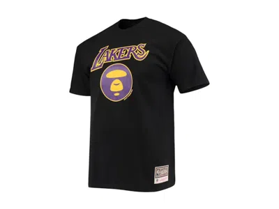 Pre-owned Bape Aape X Mitchell & Ness Lakers Tee Shirt In Black
