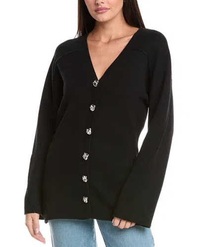 Rag & Bone Bridget Long V-neck Wool-blend Cardigan In Black