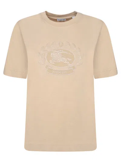 Burberry Beige Cotton T-shirts In Neutral