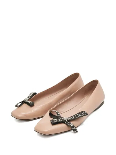 Pre-owned Jimmy Choo Leather Bow Flats