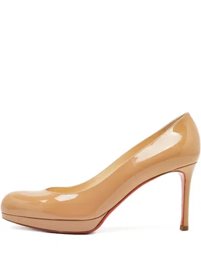 Pre-owned Christian Louboutin Patent Leather Pumps In Neutral