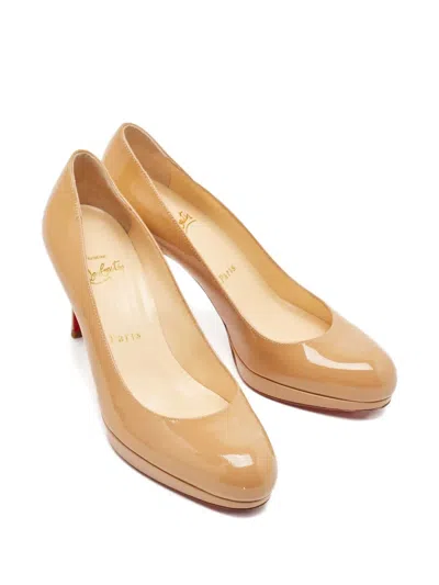 Pre-owned Christian Louboutin Patent Leather Pumps In Neutral