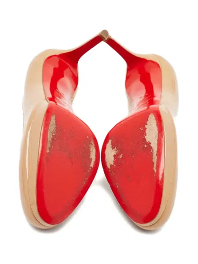 Pre-owned Christian Louboutin Patent Leather Pumps In Neutral