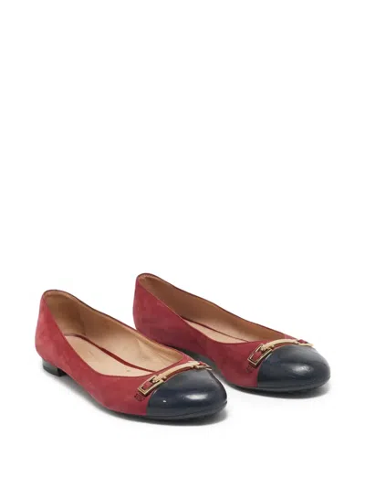 Pre-owned Tod's Vintage Suede Ballet Flats In Red