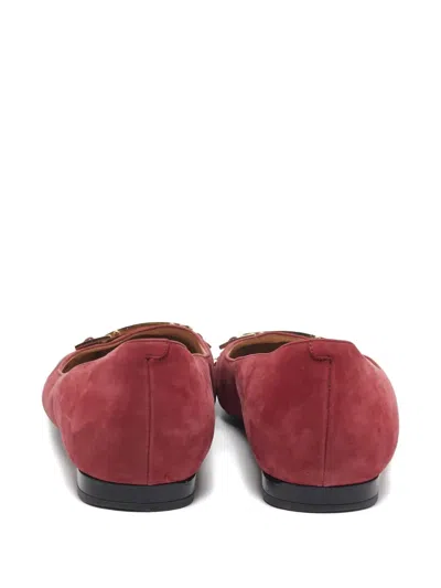 Pre-owned Tod's Vintage Suede Ballet Flats In Red